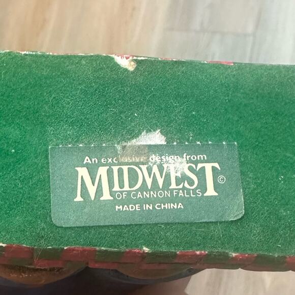 Vintage Midwest of Cannon Falls Santa Christmas Farmer Overalls Eggs Chicken Pig - Picture 9 of 9